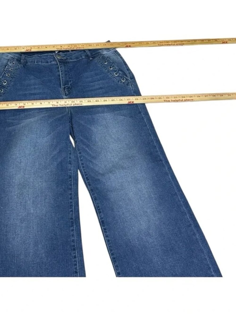 Revelation Women’s Denim Wide Leg Jeans Grommet Detail Size 10 - Picture 10 of 14